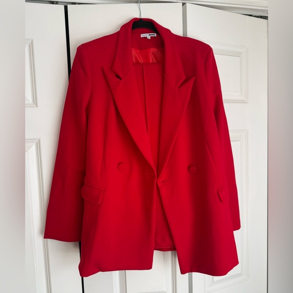 Fashion Nova Jackets & Blazers - Fashion Nova Vibrant Red Blazer and Pants Suit